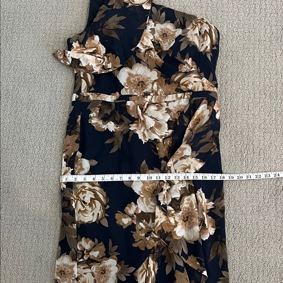 🩷 NWT Betsy Adam Floral one Shoulder Women's Size 14 Special Occasion Navy Dress - Picture 6 of 8
